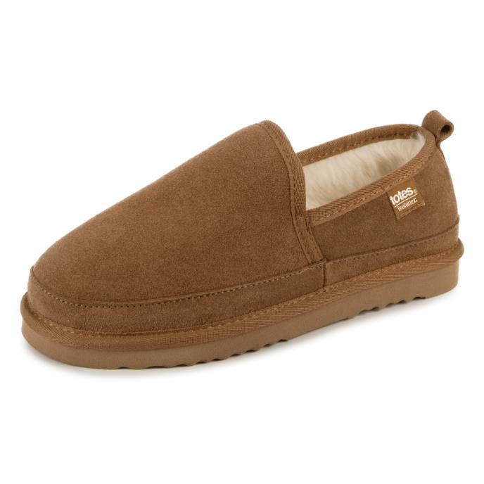Isotoner® Mens Real Suede Full Back Slipper Tan Extra Image 2